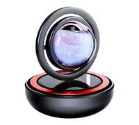 Automotive Air Freshener, Solar Diffuser, Double-Ring Design, Aromatherapy Function, Dashboard Decor for RV, Truck, Vehicle, Interior, Garage, Shed Use, Silver, Red, Black