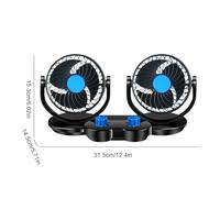 Automotive Fan - 360 Degree Rotatable Cooling Unit, High Speed Quiet Wind Diffuser with Multi Speed Control, Heavy Duty Vehicle Climate Accessory, Ideal for Semi Tractor Golf Cart