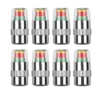 Automotive Pressure Monitoring Valve Caps, Car Tire Pressure Monitor Valve Stem Caps, Easy To Read 3 Color Eye Alert, Fit for Most Cars (Silver,8Pcs)