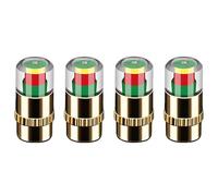 Automotive Pressure Monitoring Valve Caps, Car Tire Pressure Monitor Valve Stem Caps, Easy To Read 3 Color Eye Alert, Fit for Most Cars (Gold,4Pcs)