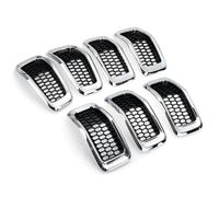 Automóvil Rejillas Delanteras Parrillas Delanteras Carreras Malla ABS Cromadas/brillantes Para Jeep Para Cherokee 2014 2015 2016 2017 2018 Parrilla Exterior Tipo Panal(Chrome Silver)