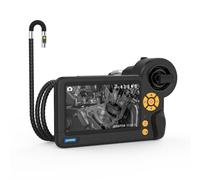 AUTOOL Cámara de boroscopio articulada de doble lente, cámara de inspección endoscópica IPS de 4.3 pulgadas con sonda articulada bidireccional, cámara de boroscopio de zoom 8X con luces, batería de