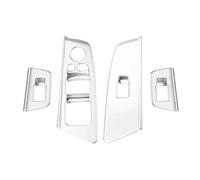 Autopartes Embellecedor De Marco De Botón De Elevación De Ventana De Coche Fibra De Carbono LHD Para BMW Serie 5 Para G30 Para G38 2018-2022(Silver)