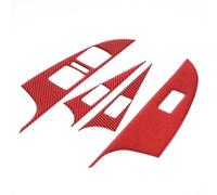 Autopartes Pegatina De Fibra De Carbono Para El Marco Del Botón Del Elevalunas Eléctrico Del Coche Para Seat Leon MK2 2008-2012, Kit De Molduras Decorativas(Red)