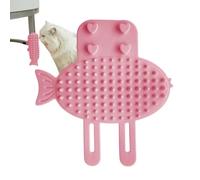Autopeluquero Para Gatos - Goma Termoplástica 14,5x15,5cm | Cepillo Para Geatos Con Correa Ajustable | Cepillo De Autoafeitado | Aseo Para Mascotas Montado En La Pared Diseñado Para Que Los Gatos Se F