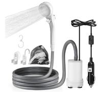 AUTOPkio Ducha de Camping portátil, 12V 24V Ducha de Campamento con Bomba Cabezal de Ducha Ajustable para Caravana, Playa, Mascotas, Lavado de Coches (Blanco, Sin pulverizador)