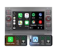 Autoradio Linux para Ford Fusion Focus Transit Galaxy Mondeo Kuga CMax SMax,CarPlay & Android Auto Inalámbrico Integrados,Pantalla Compatible Controles Volante Originales Am/FM/RDS (Gris Oscuro)