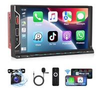 Autoradio Podofo A-pple Carplay 2 DIN 7'' HD Écran Tactile Android Auto Avec Bluetooth 5.1/Rétroéclairage Coloré/FM/EQ/AUX/USB+Caméra de Recul AHD et Micro