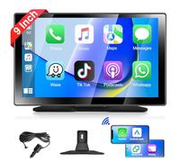 Autoradio Portable avec Grand écran Tactile IPS 9'', Compatible A-pple CarPlay et Android Auto écran Podofo CarPlay avec Bluetooth/émetteur FM pour Voitures,SUV,Fourgonnettes,Pick-up et Camions,7V-32V