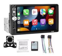 Autoradio Solo DIN con Apple Carplay Android Auto,7 "Autor Estéreo Bluetooth con cámara de visión Trasera de 12 LED con AUX/TF/USB EQ Radio FM Mirror Link SWC, receptores de Audio para automóvil
