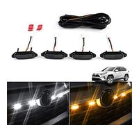 Autorder Compatible con luces LED de rejilla Toyota RAV4 2019 2020 2021 2022 2023, accesorios de advertencia frontal con luz ámbar y luz blanca, 4 piezas (no apto para Adventure/RAV4 PHEV)