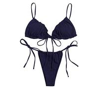 Autores japoneses Traje de baño acolchado para mujer, tallas grandes, traje de baño Swimwears Tankinis Set Tops ajustados, azul oscuro, L
