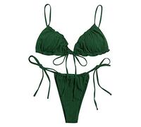Autores japoneses Traje de baño acolchado para mujer, tallas grandes, traje de baño Swimwears Tankinis Set Tops ajustados, verde, S