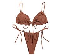 Autores japoneses Traje de baño acolchado para mujer, tallas grandes, traje de baño Swimwears Tankinis Set Tops ajustados, caqui, XL