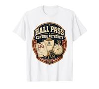 Autoridad de Control de pases de Pasillo Camiseta gráfica económica, Hombre, Blanco, S