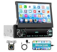 Autorradio Motorsi de 7'' con Pantalla Táctil HD Retráctil de 1 DIN, Bluetooth, Manual, Retráctil, con Enlace Espejo para iPhone y Android, USB, SWC, Radio FM, AUX, TF, Cámara de Reversa y Micrófono.
