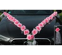 Autoschmuck Decoración para Coche con diseño de Rosas para Novia, Color Rosa y Blanco