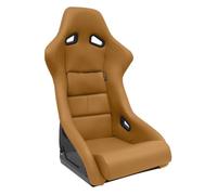 AutoStyle - Asiento deportivo BS1 de piel sintética color beige, respaldo de fibra de vidrio no reclinable, incluye correderas