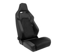 AutoStyle - Asiento deportivo VGR Premium, cuero negro y alcántara + costuras plateadas, respaldo reclinable de doble cara, incluye toboganes