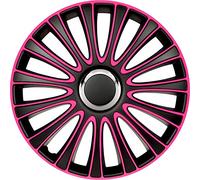 AutoStyle Juego de 4 Tapacubos Lemans 13 Pulgadas Negro/Rosa