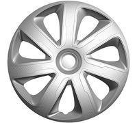 AutoStyle Juego de 4 Tapacubos Livorno 14 Pulgadas Look Carbono Plateado