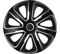 AutoStyle Juego de 4 Tapacubos Livorno 16 Pulgadas Plateado/Look Carbono Negro