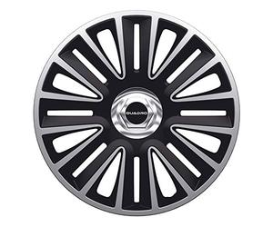 AutoStyle Juego de 4 Tapacubos Quadro Pro 13 Pulgadas Plateado/Negro + Aro Cromo