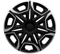 AutoStyle Juego de 4 Tapacubos Varido 15 Pulgadas Plateado/Negro