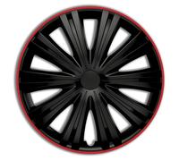 AUTO-STYLE Juego de 4 Tapacubos Giga R 13 pulgadas Negro/Rojo