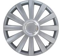 AUTO-STYLE Juego de 4 Tapacubos Spyder 17 Pulgadas Plateado + Aro Cromo