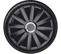 AUTO-STYLE Juego de 4 Tapacubos Spyder 17 Pulgadas Negro + Aro Cromo