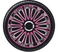 AUTO-STYLE Juego de 4 Tapacubos Lemans 14 Pulgadas Negro/Rosa