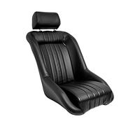 AUTO-STYLE Asiento Deportivo 'Classic' - Cuero Artificial Negro - Respaldo Fijo + Cabezal - incl. Correderas