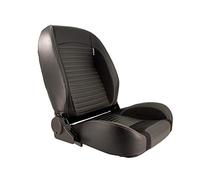 AUTO-STYLE Asiento Deportivo 'Classic II' - Cuero Artificial Negro + Ante + Costuras Grises - Respaldo Ajustable en el Lado Derecho - incl. Correderas