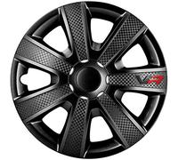 AUTOSTYLE VR Black 15 pulgadas Tapacubos para Coche, Negro/Carbon Look/Logo, 4 Unidades