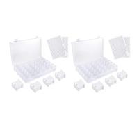 AutoSwan 2X Caja Organizadora de Hilo de Bordar de Plástico de 36 Rejillas Y 100 Bobinas de Hilo Y 4 Piezas Etiquetas Engomadas de Número de Hilo para Almacenamiento de Costura