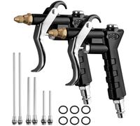 AUTOUTLET 2 Unidades Pistola de Aire Comprimido Profesional con 6 Tubos y Conexión Rápida Kit de Limpieza para Taller, Automoción y Uso Industrial Incluye Perilla de Control