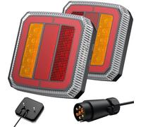 AUTOUTLET 2x Luces Traseras LED para Remolques 7 Pins Conector con Luz de Matrícula, Montaje de Tornillos, 12-30 V, 40 LED, Impermeables IP65 E57 E9 Homologadopara Turismos, Camiones, Caravanas
