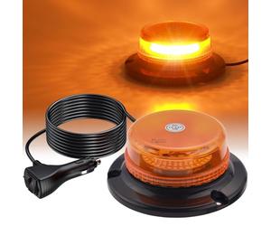 AUTOUTLET 36 LED Luz Rotativa, 12/24V Amarillo Luz Giratorio LED de Advertencia con Imán, 9 Modos Flash, Cable de 5M, E57 Homologado IP65 Impermeable, Indicadopara Coche Camión Tractor