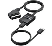 AUTOUTLET Adaptador Scart a HDMI, 16:9/4:3, Convertidor Euroconector a HDMI Conversión 1080P Compuesto CVBS AV A HDMI Video Audio Converter con Cable HDMI PAL/NTSC, para Reproductor de VCR, VHS y DVD