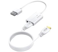 AUTOUTLET Adaptador Wii a HDMI, Convertidor Wii Hdmi Cable Extensión de 20cm 1080P / 720P Full HD, Salida de Audio de 3,5mm y Cable HDMI de 1,8m, Indicador de Luz para Wii, Televisión Blanco