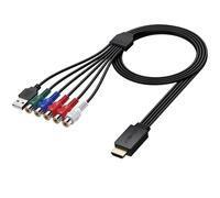 AUTOUTLET Cable convertidor YPbPr a HDMI, componente Hembra a Adaptador HDMI con Enchufe HDMI Integrado, Paso de 1080p, alimentación USB, para PS2/Wii/Xbox 360/reproductor de DVD Antiguo (no para RGB
