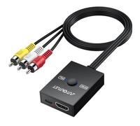 AUTOUTLET Convertidor HDMI a RCA Hembra con Cable Integrado de 60cm, Adaptador HDMI a AV 1080P NTSC/PAL Plug and Play, Compatible con Fire Stick, Roku, Apple TV y Chromecast para Tele