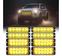 AUTOUTLET Kit de Luces Estroboscópicas LED para Coches 8 Piezas 12/24V IP65 6&12 LED con 14 Modos de Flash, Homologado para Camiones,Furgonetas