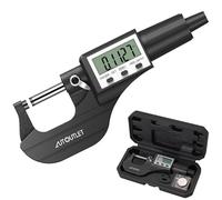 AUTOUTLET Micrómetro digital LCD electrónico de 0-25 mm, cabezal de medición endurecido de acero inoxidable, mecanismo de trinquete, apagado automático, modos de medición absolutos/relativos para