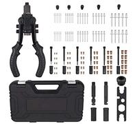AUTOUTLET Pistola Remachadora 3 en 1, Kit de Alicates para Remaches, 10" Pistola de Remaches Profesional, 6 Mandriles M3-M10, 60PCS Tuercas, 2.4-6.4 Cabezas de Remache, 50PCS Remaches, 2 Brocha Curva