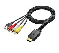 AUTOUTLET RCA a HDMI Conversor, 1080P AV a HDMI Adaptador soporta 16:9/4:3 de 150cm PAL/NTSC, AV a HDMI Adaptador con 60cm Cable RCA Hembra para Wii, PS1/PS2, Xbox, N64, Gamecube