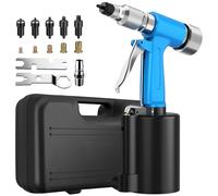 AUTOUTLET Remachadora Neumática para Tuercas de Remache de Servicio Pesado con 100 piezas Tuercas, con Mandriles Métricos de 5 piezas para Paneles de Carrocería, Muebles y Decoraciones