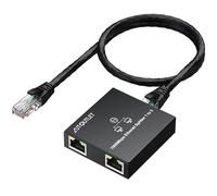 AUTOUTLET Repartidor Ethernet Gigabit de Alta Velocidad 1 a 2 Conecta 2 Dispositivos Simultáneamente para una Red Eficiente en Cables Cat5/5e/6/7/8
