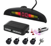 AUTOUTLET Sensores de Aparcamiento, Sistema de Sensor de Estacionamiento, Asistencia de Aparcamiento Kit de Auto LED Display + Alarma de Sonido, Cocar Coche Aparcamiento Kit con 4 Sensores Negros